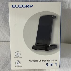 Elegrp Black 3 In 1 Foldable Wireless Charging Station Model S90 (Read Details)